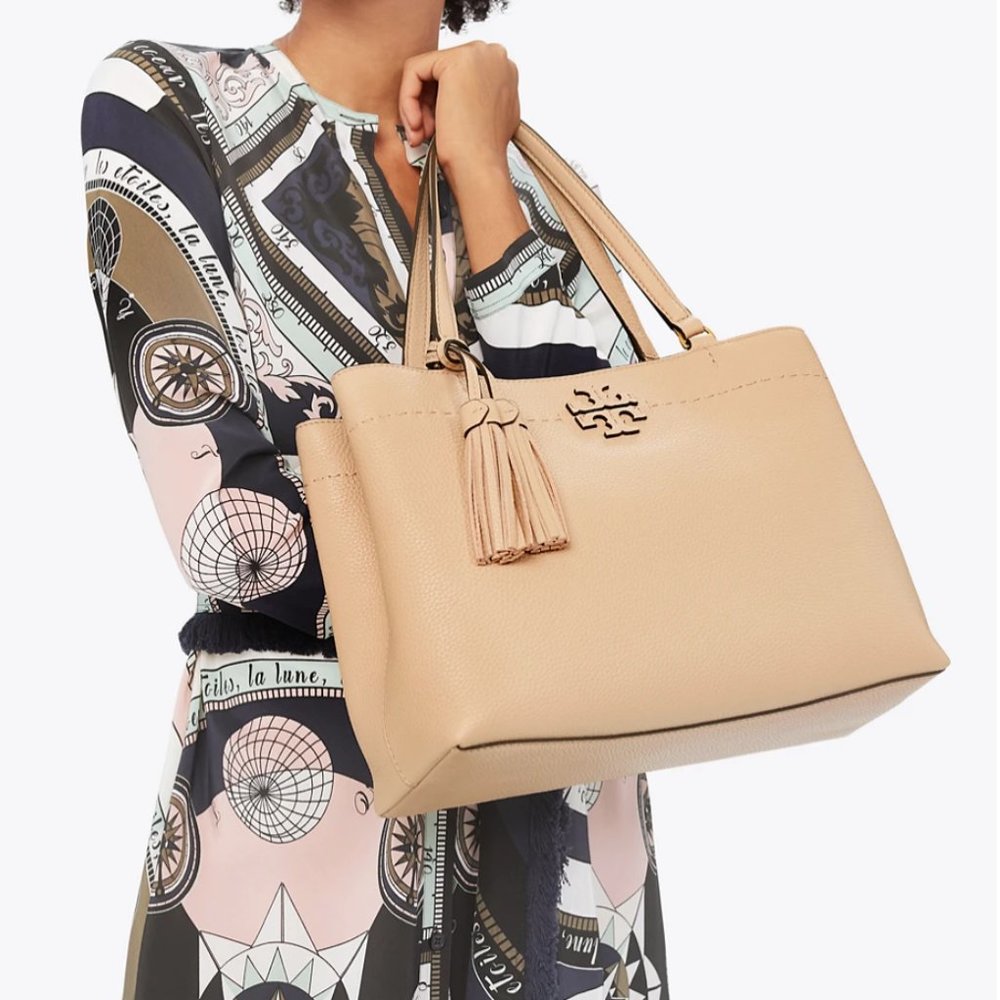 Tory Burch Devon Sand McGraw Tote - Picture 1 of 5